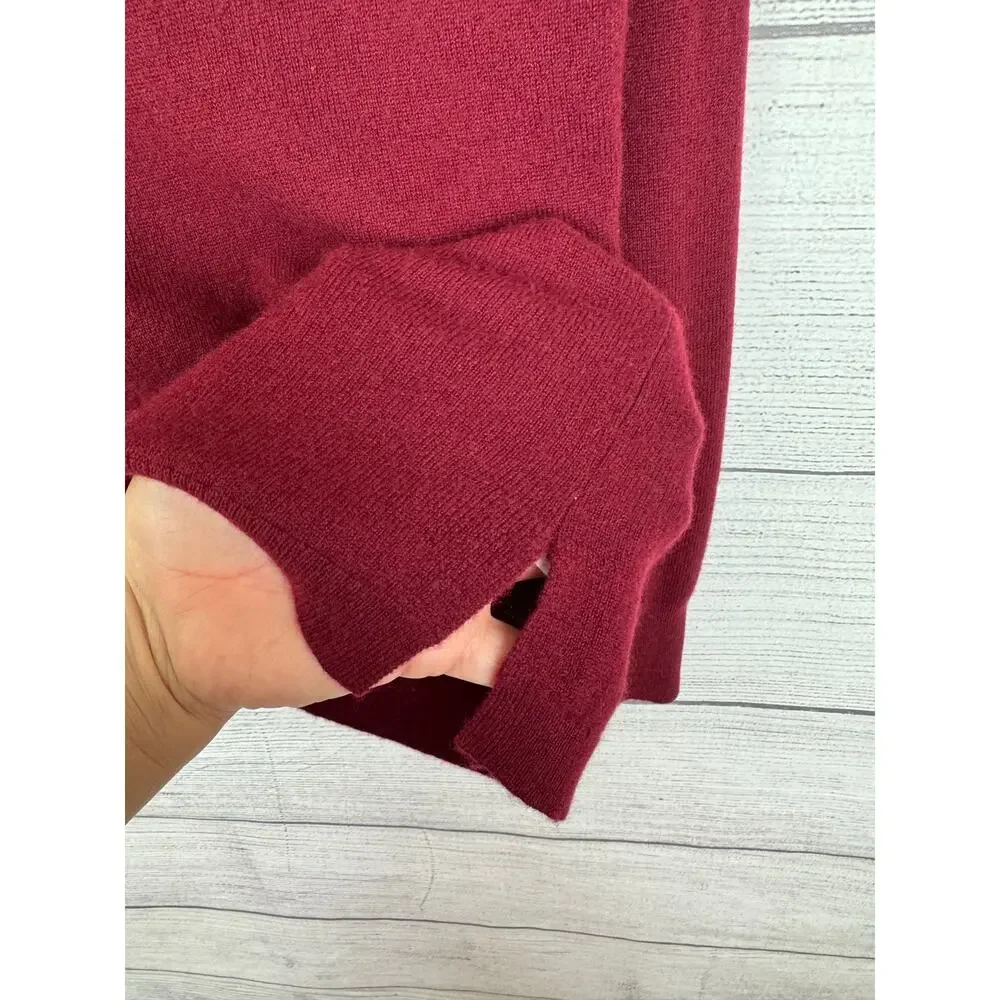 J.Crew Women's Burgundy Red Cashmere Turtleneck Knit Sweater Size Medium